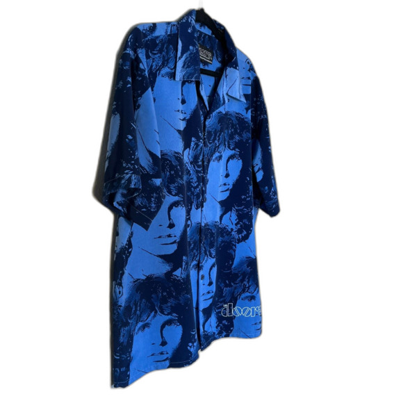 Vintage 2001 Dragonfly The Doors Jim Morrison Button Up Blue Shirt RARE Large - Picture 3 of 8